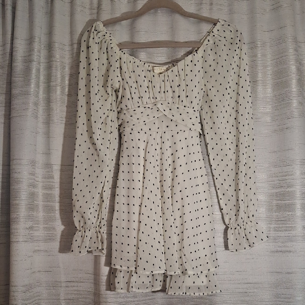 Thirty Thirty Cream Mini Dress with Black Swiss Polka Dots XS